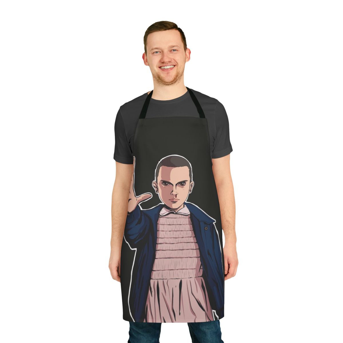 Stranger Things Eleven Fanart Apron featuring the character Eleven from the popular Netflix series