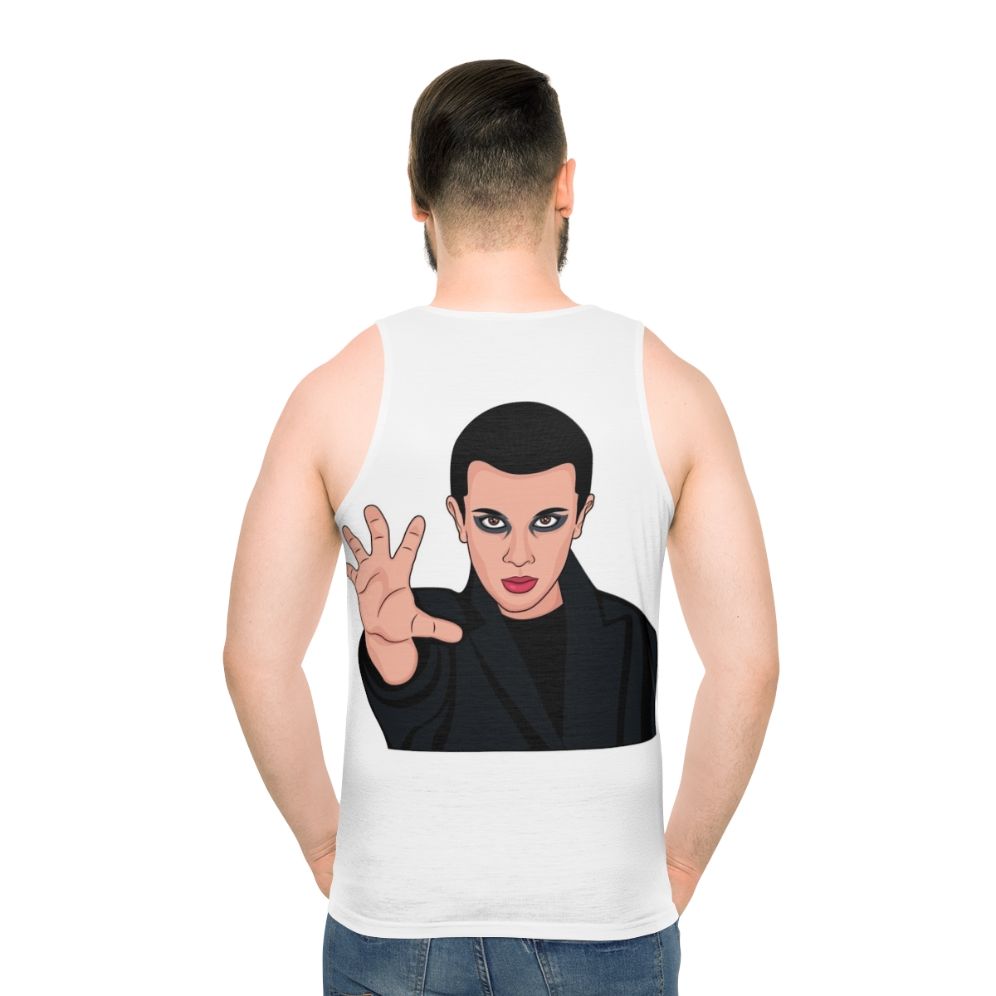 Eleven from Stranger Things wearing a retro-style tank top