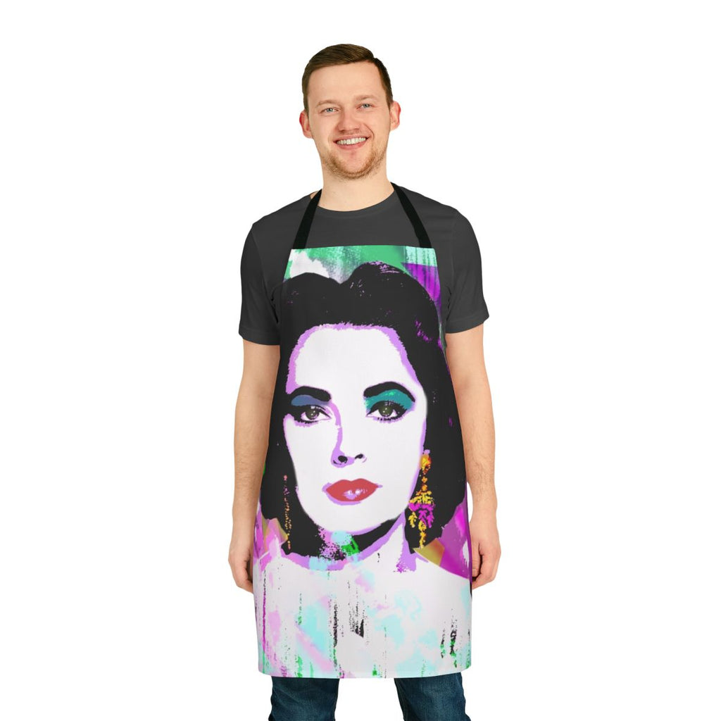 Elizabeth Taylor inspired pride-themed kitchen apron