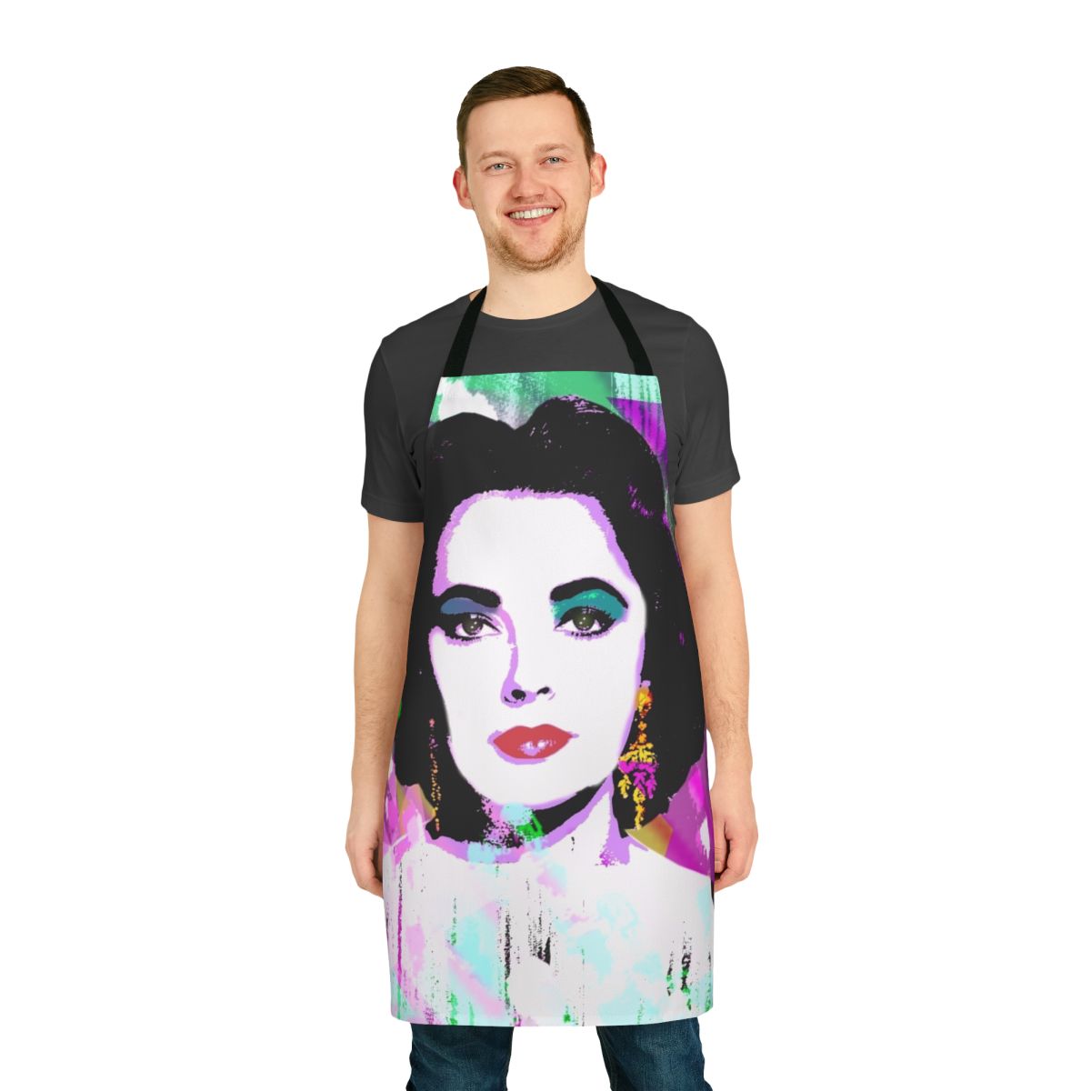 Elizabeth Taylor inspired pride-themed kitchen apron