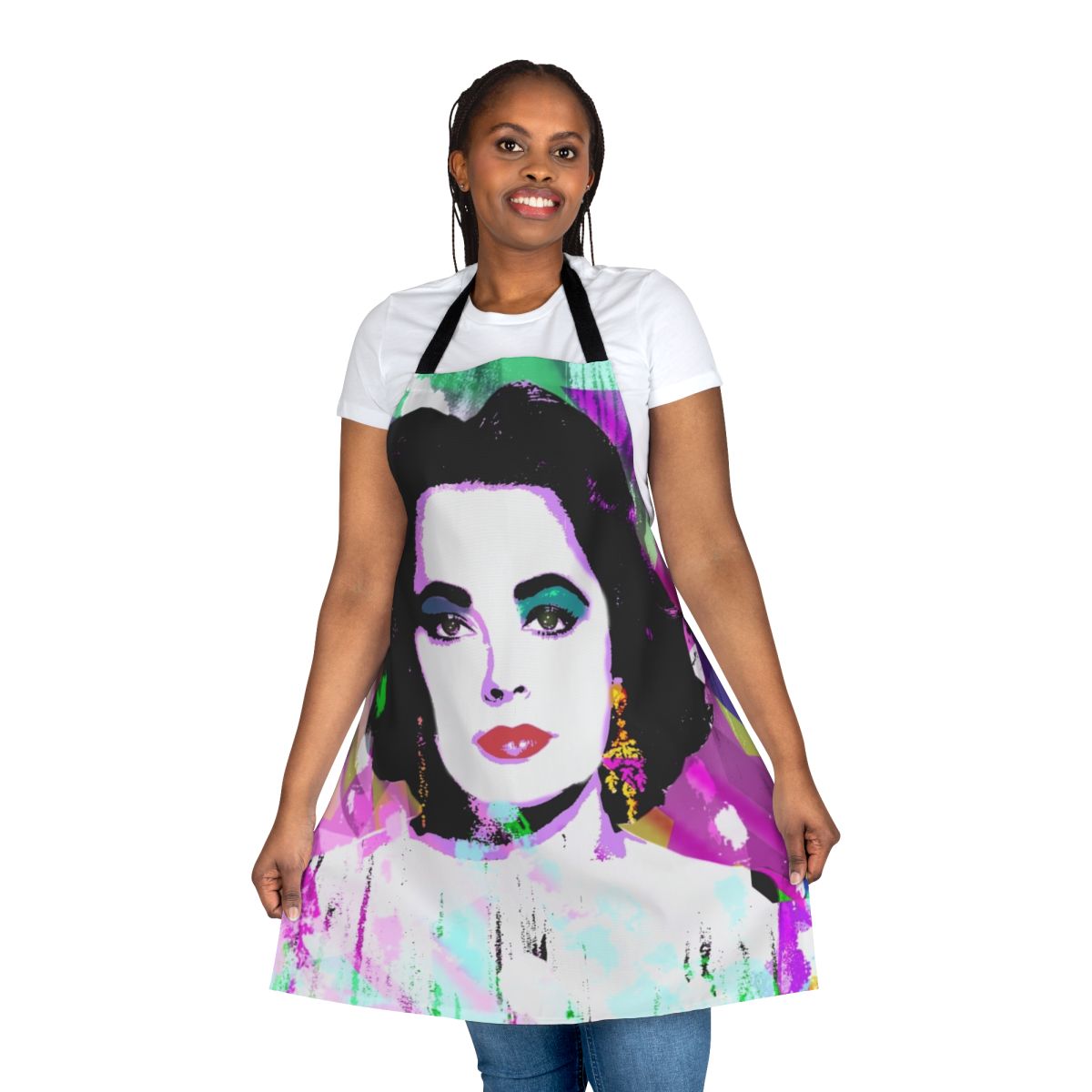 Elizabeth Taylor inspired pride-themed kitchen apron