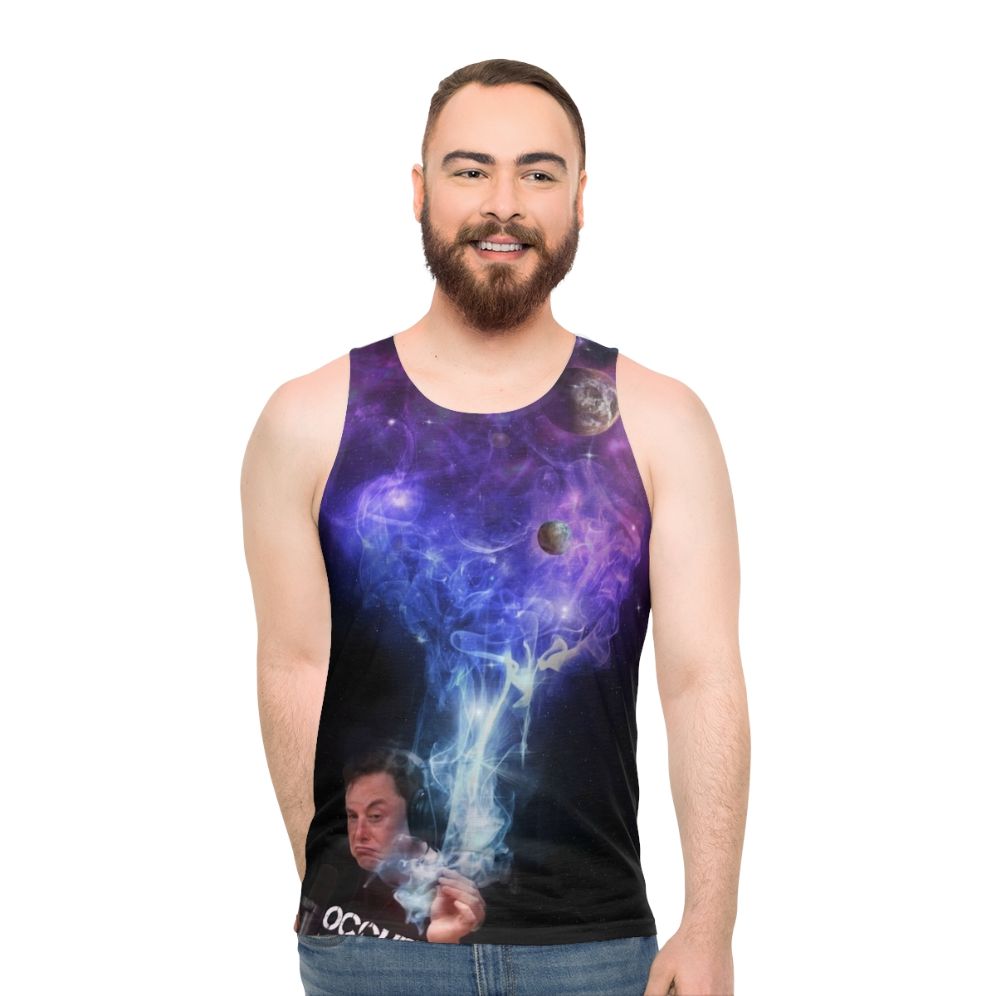 Elon Musk Smoking the Universe Unisex Tank Top