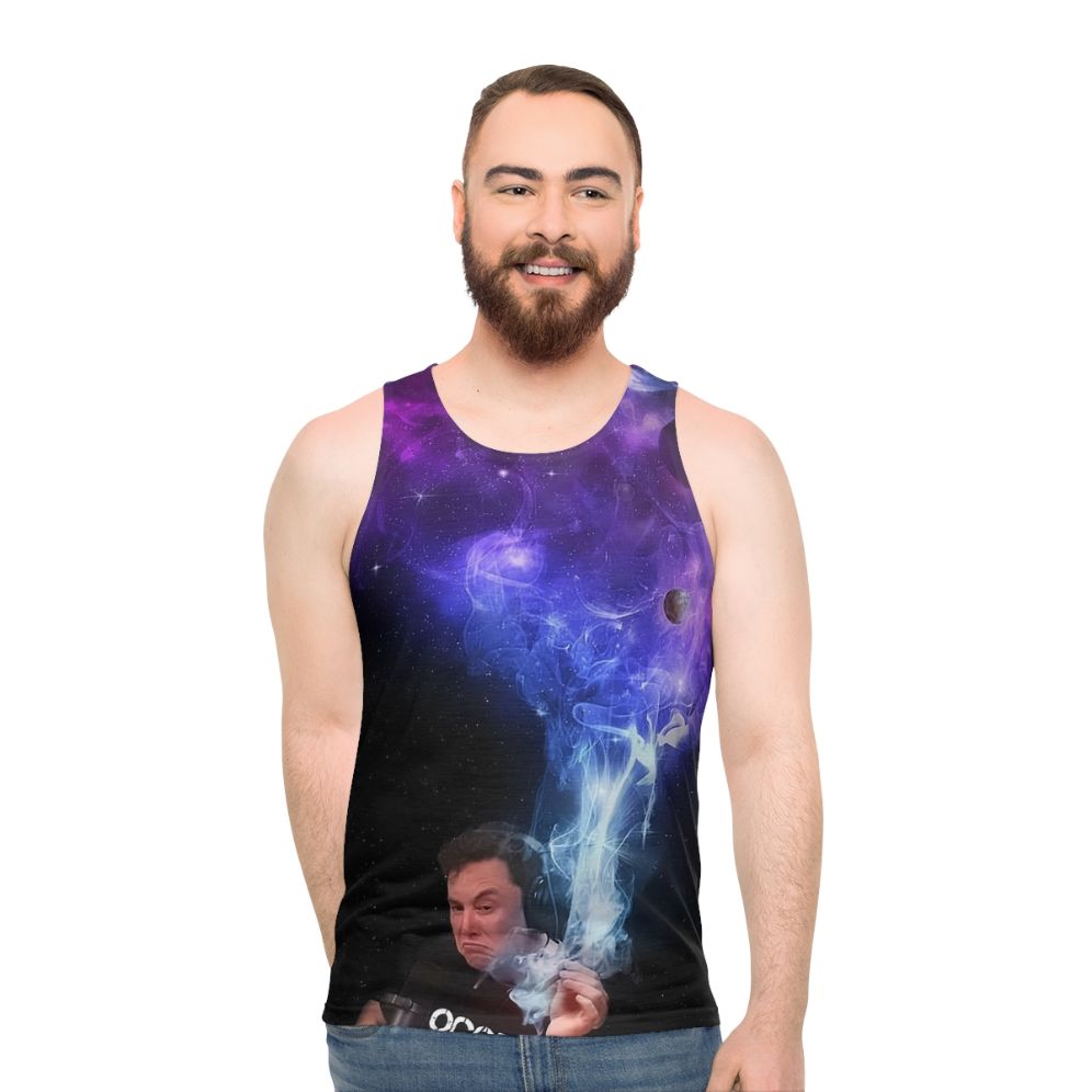 Elon Musk Smoking the Universe Unisex Tank Top