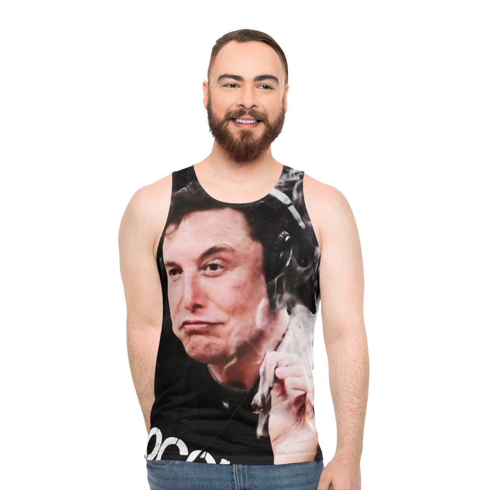 Elon Musk smoking weed unisex tank top