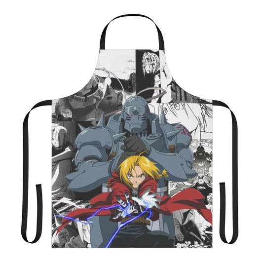 Anime-themed apron featuring characters from the popular manga series "Fullmetal Alchemist"