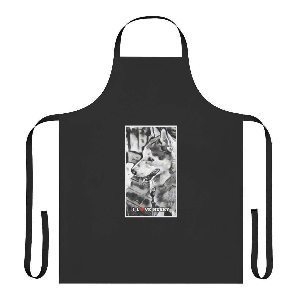 Husky dog wearing a stylish apron