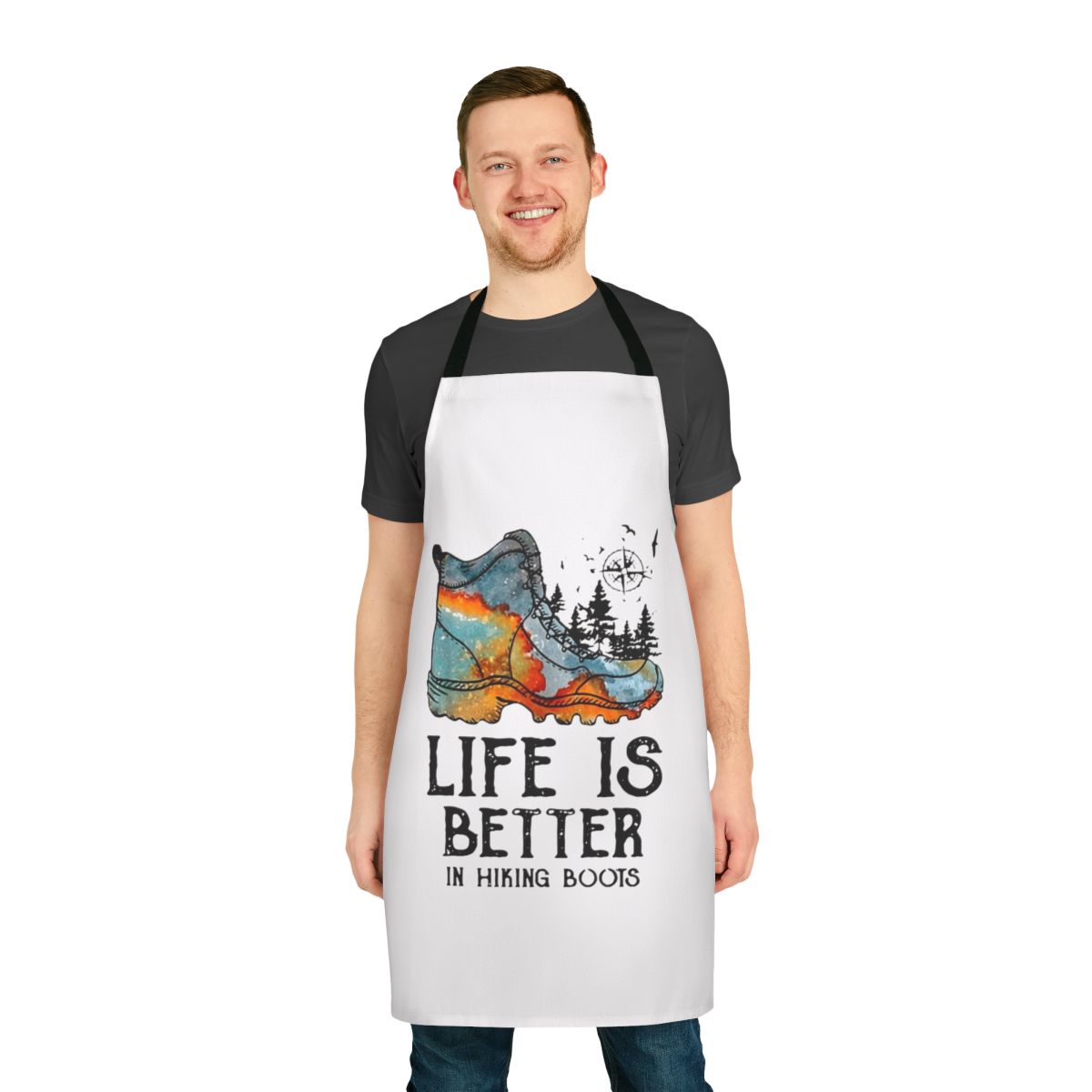 Hiker Hobbies Apron with Hiking Boots Design
