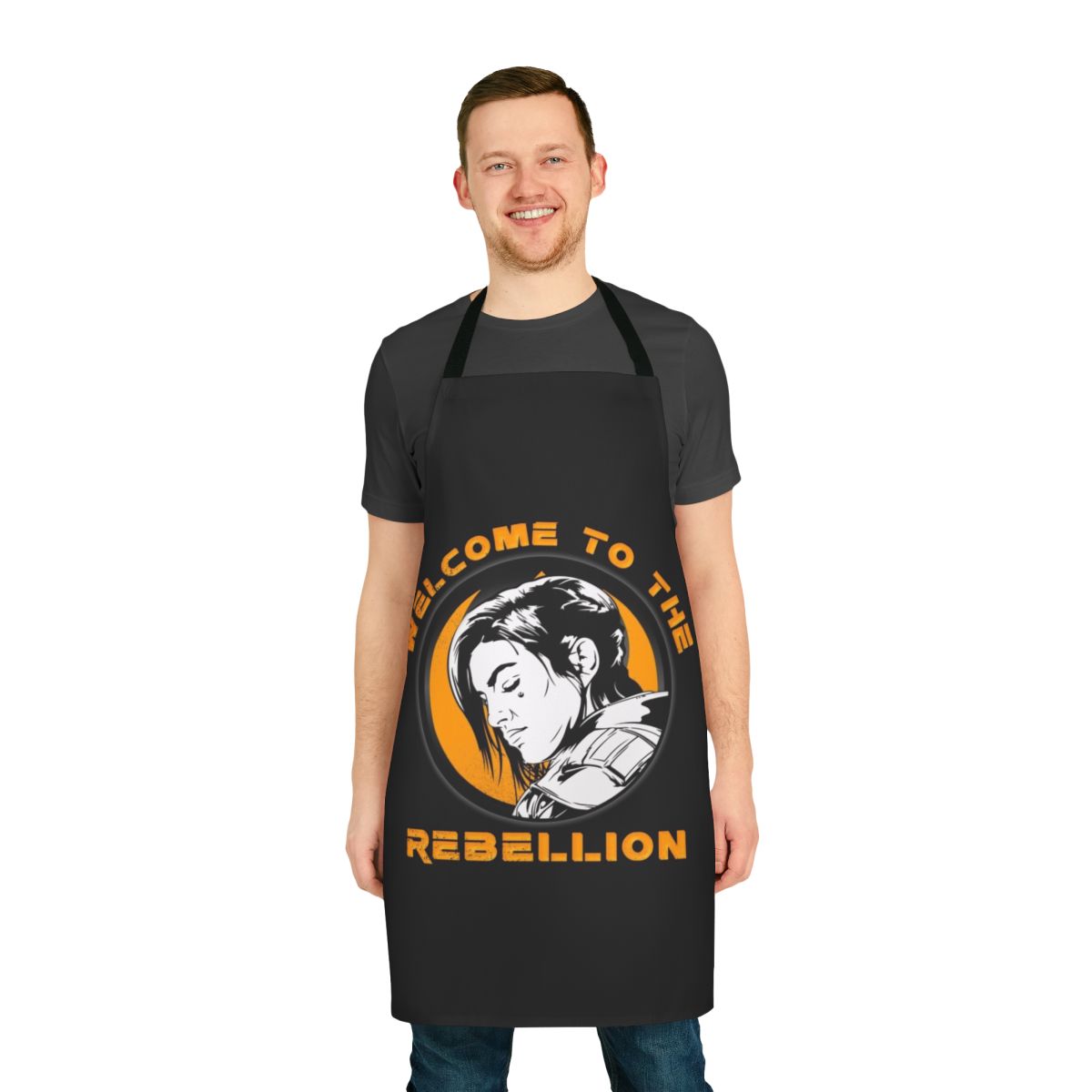Custom apron featuring Gina Carano's "Welcome to the Rebellion" design