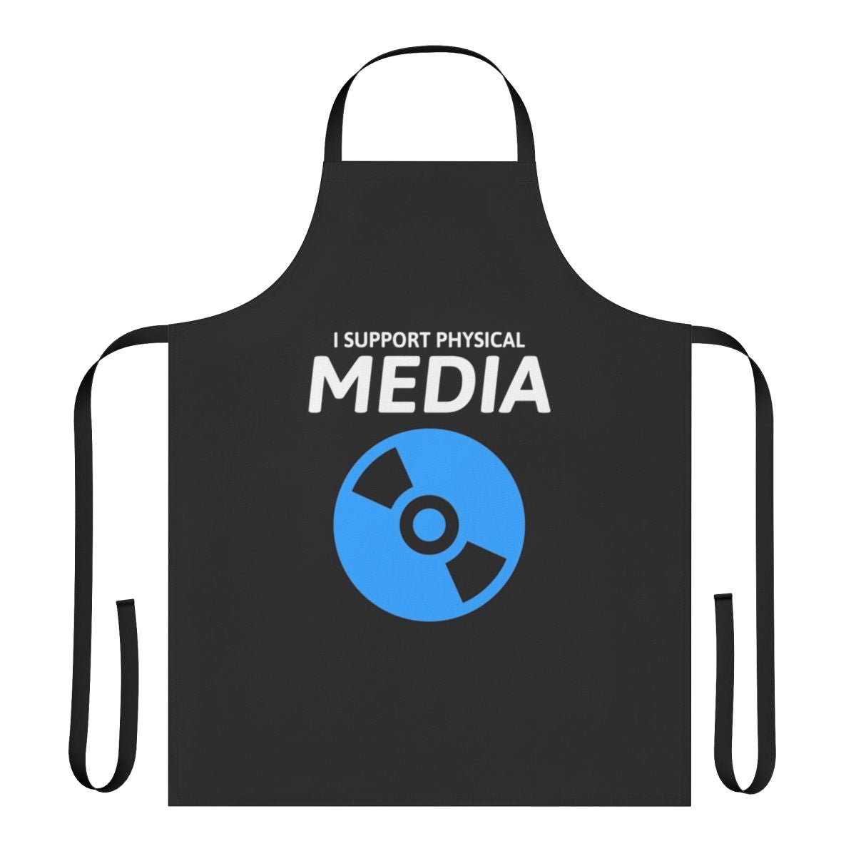 Blu-ray disc inspired apron for movie enthusiasts and physical media fans