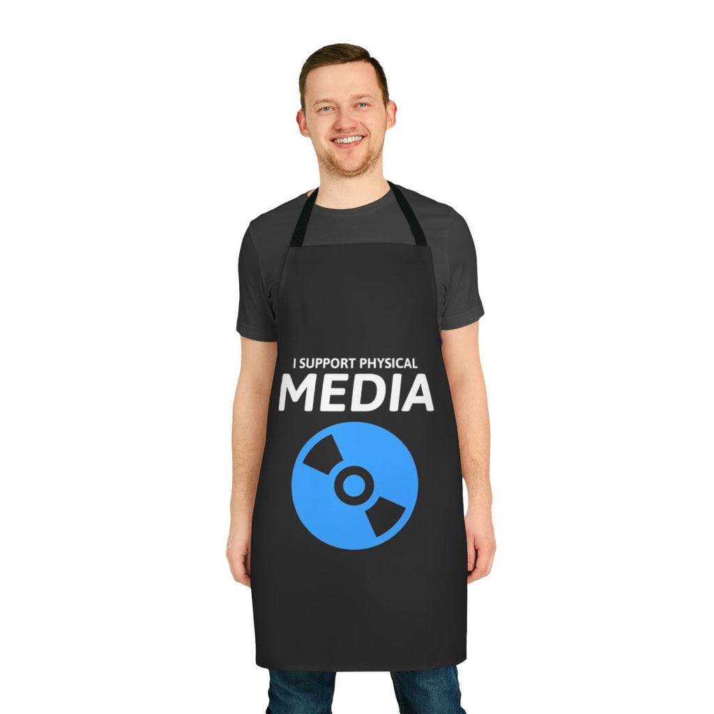 Blu-ray disc inspired apron for movie enthusiasts and physical media fans