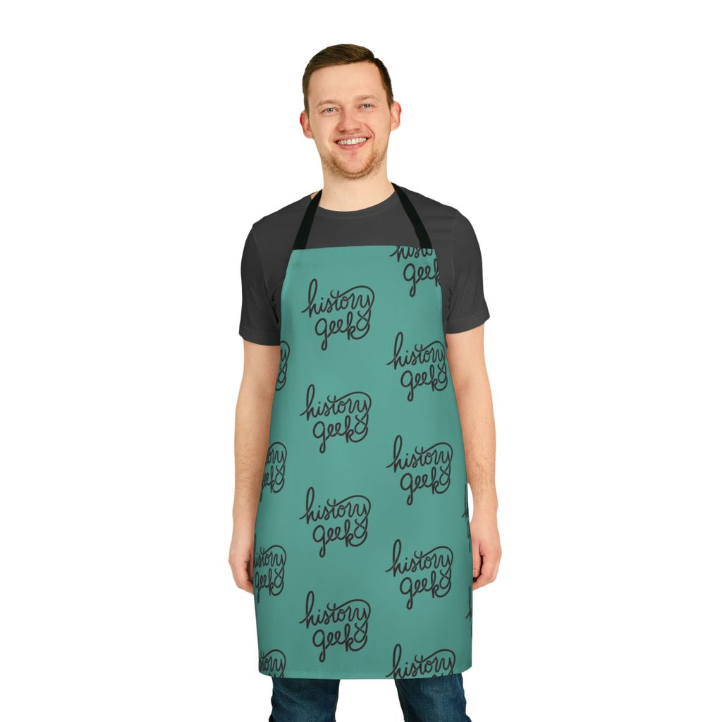 A stylish and practical apron featuring a "History Geek" design, perfect for history lovers and teachers.