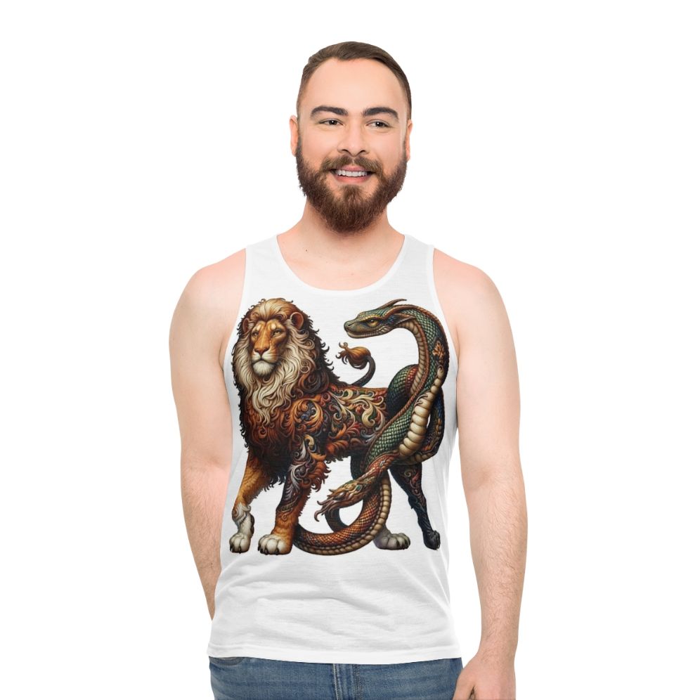 Embroidered mythical creatures unisex tank top