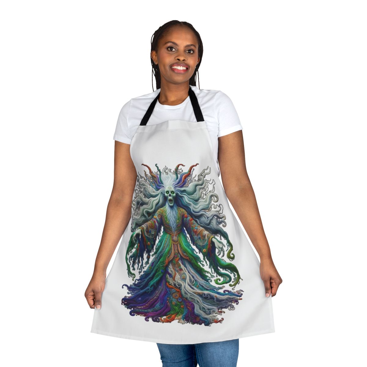 Embroidered apron featuring a mythological creature design
