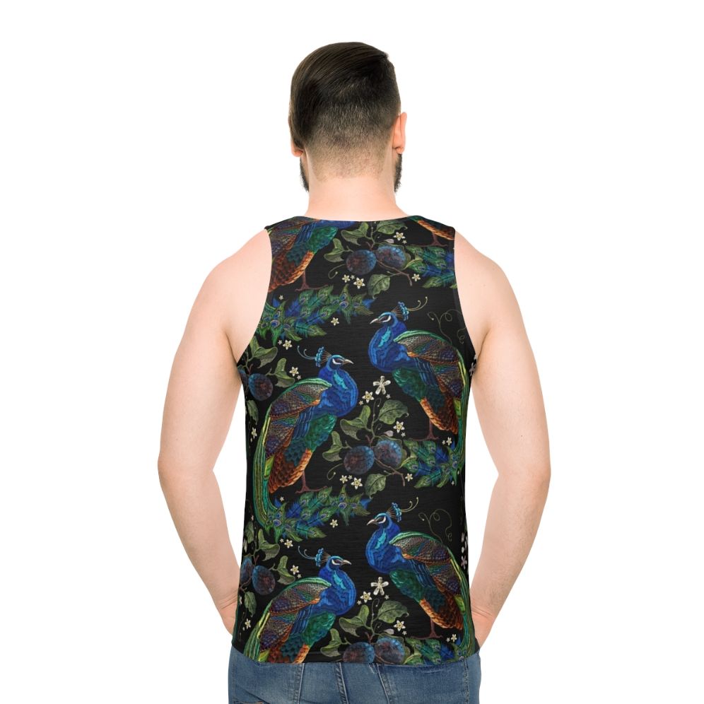 Embroidered peacock unisex tank top