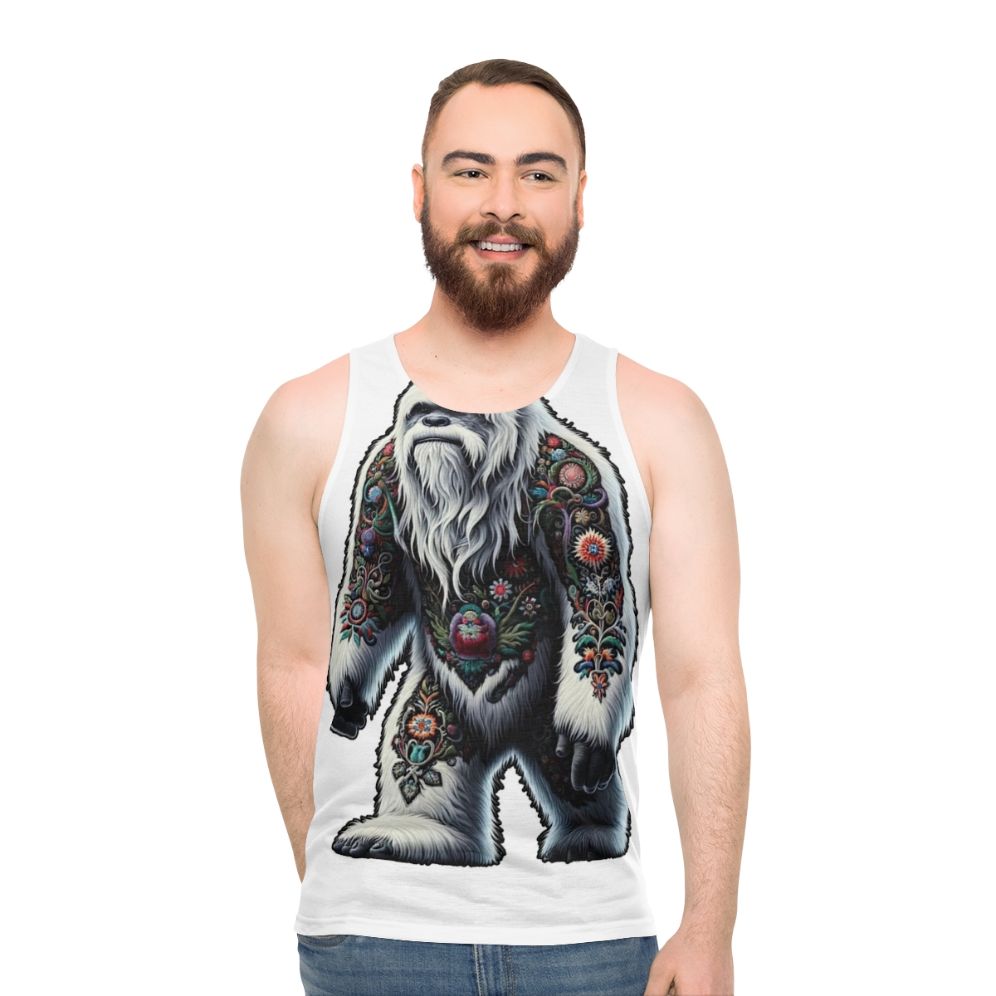 Embroidered yeti unisex tank top