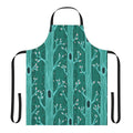 Emerald forest seamless pattern with silhouette trees and leaves on an apron