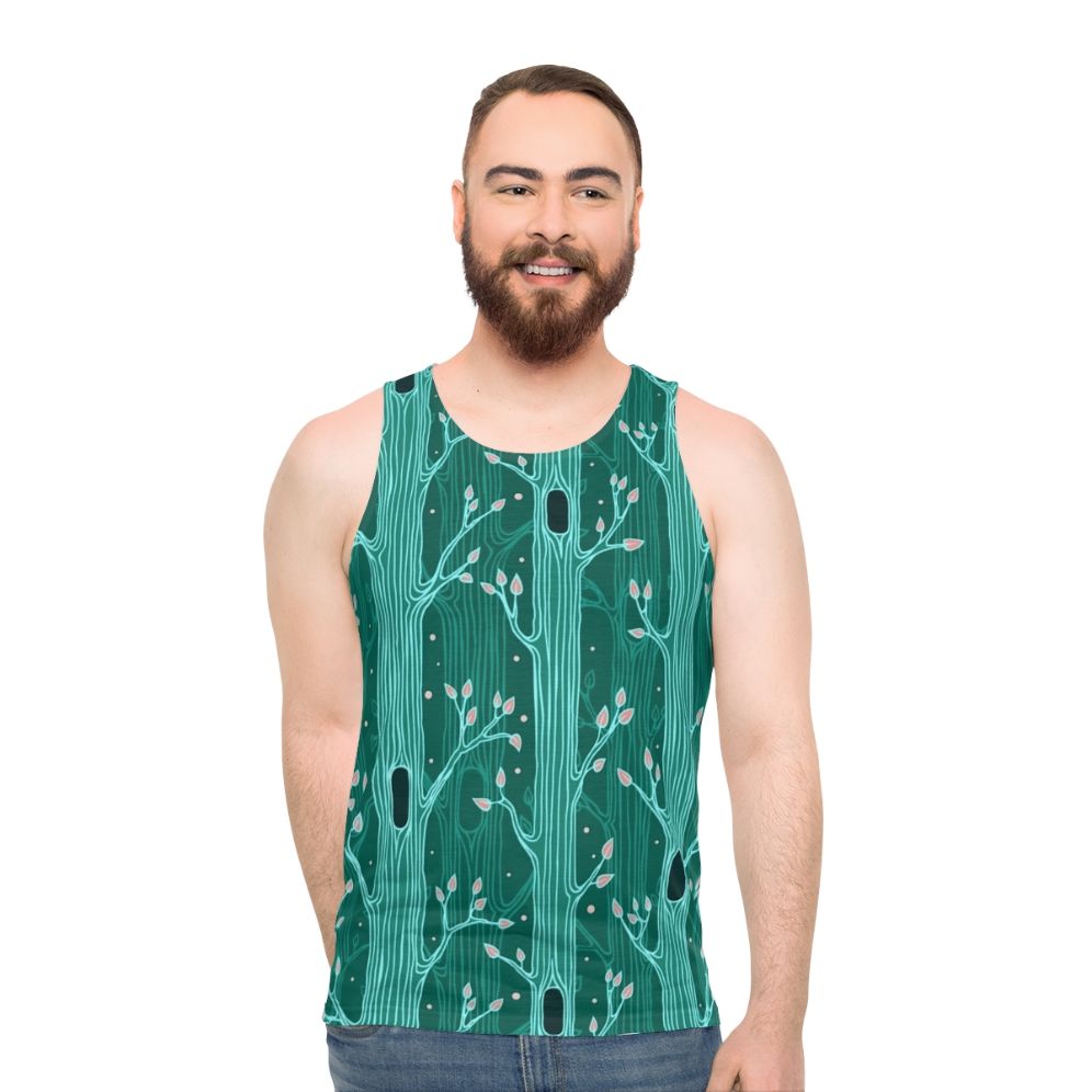 Emerald forest seamless pattern unisex tank top