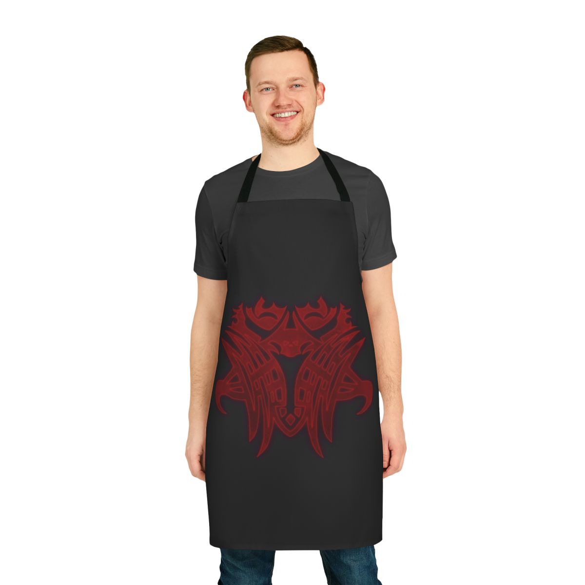 A high-quality kitchen apron featuring the Emet Selch glyph design from Final Fantasy XIV's Shadowbringers expansion.