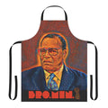 An apron featuring the image and quote of civil rights leader Louis Farrakhan.
