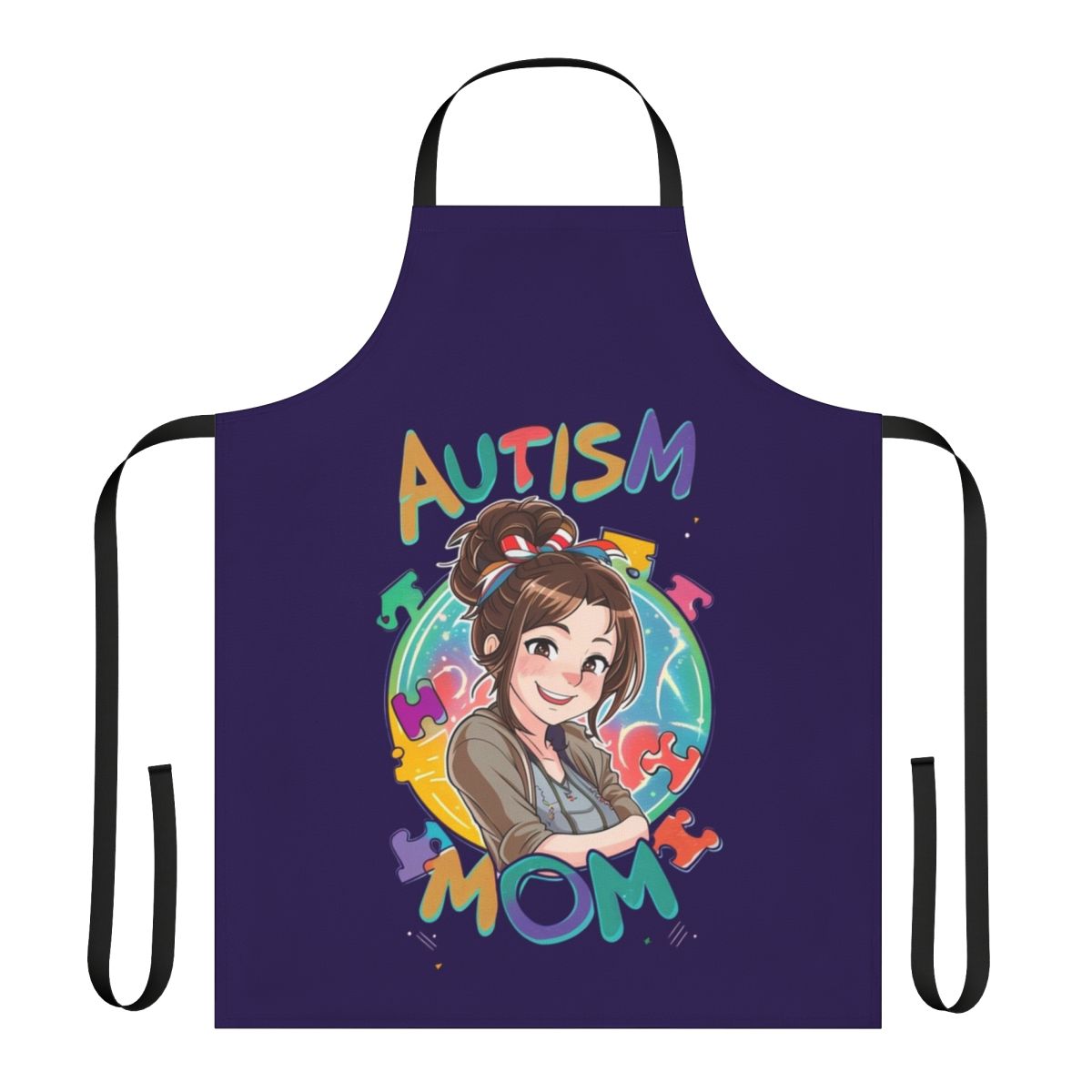 Autism Mom Apron featuring a superhero design and inspiring message