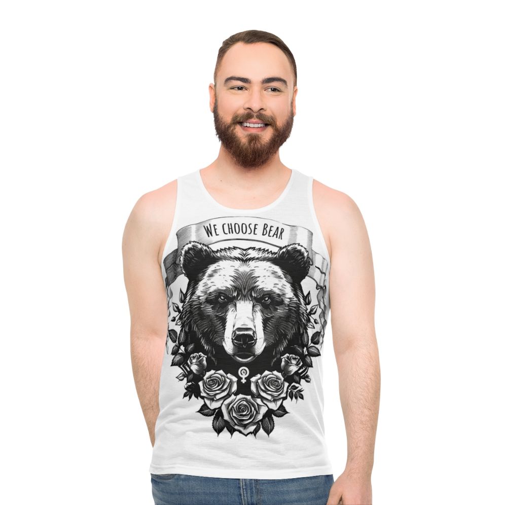 Unisex bear themed tank top for feminists