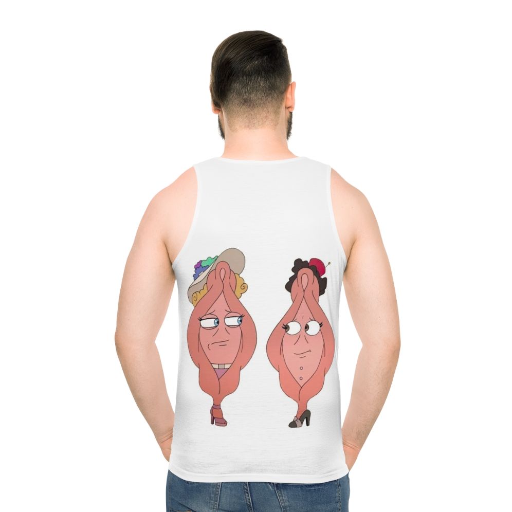 Unisex tank top with big mouth inspired design