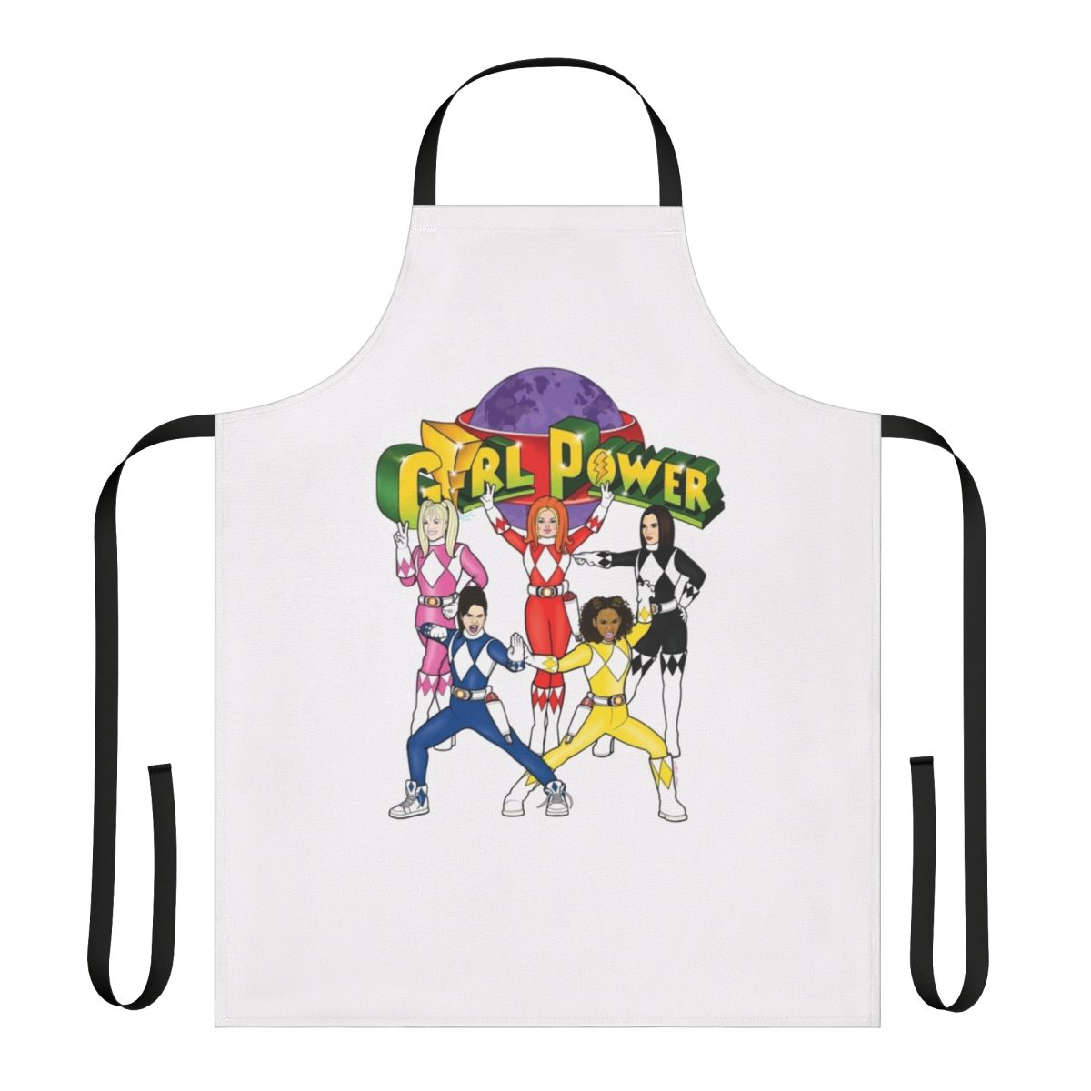 Colorful apron featuring girl ranger and LGBTQ+ pride design