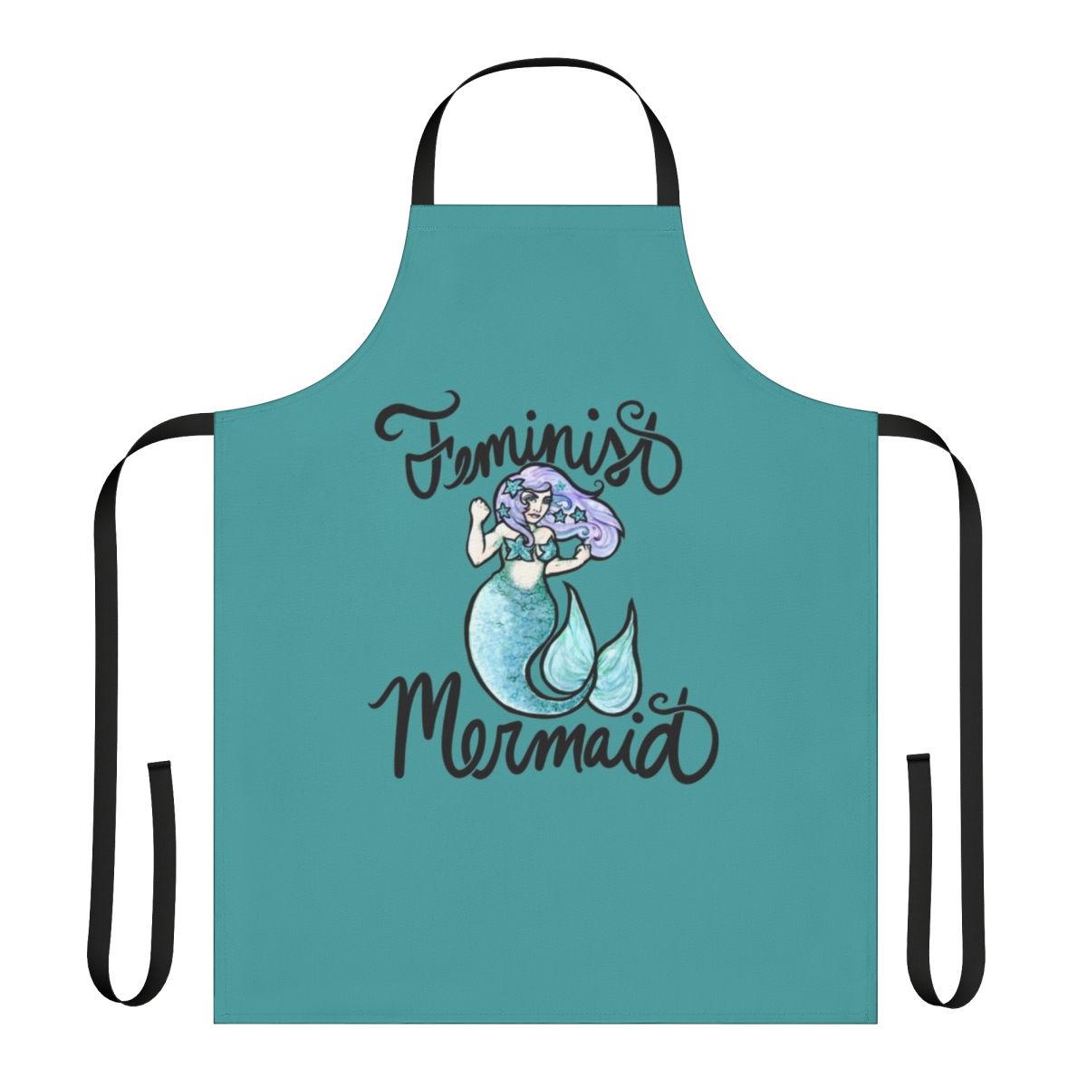 Feminist mermaid illustration printed on a high-quality apron