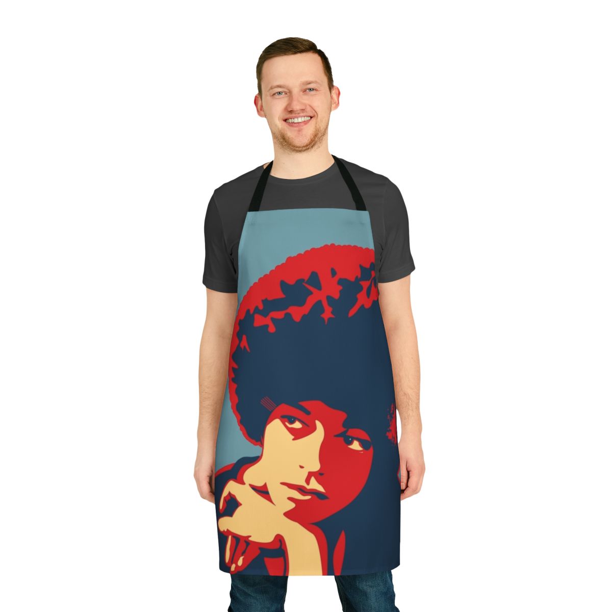 Apron with a fist design paying tribute to the legacy of Angela Davis and the Black Panther Party's fight for equality and social justice.