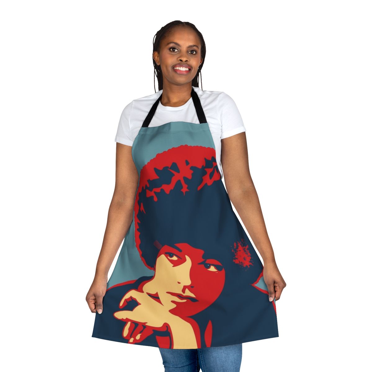 Apron with a fist design paying tribute to the legacy of Angela Davis and the Black Panther Party's fight for equality and social justice.