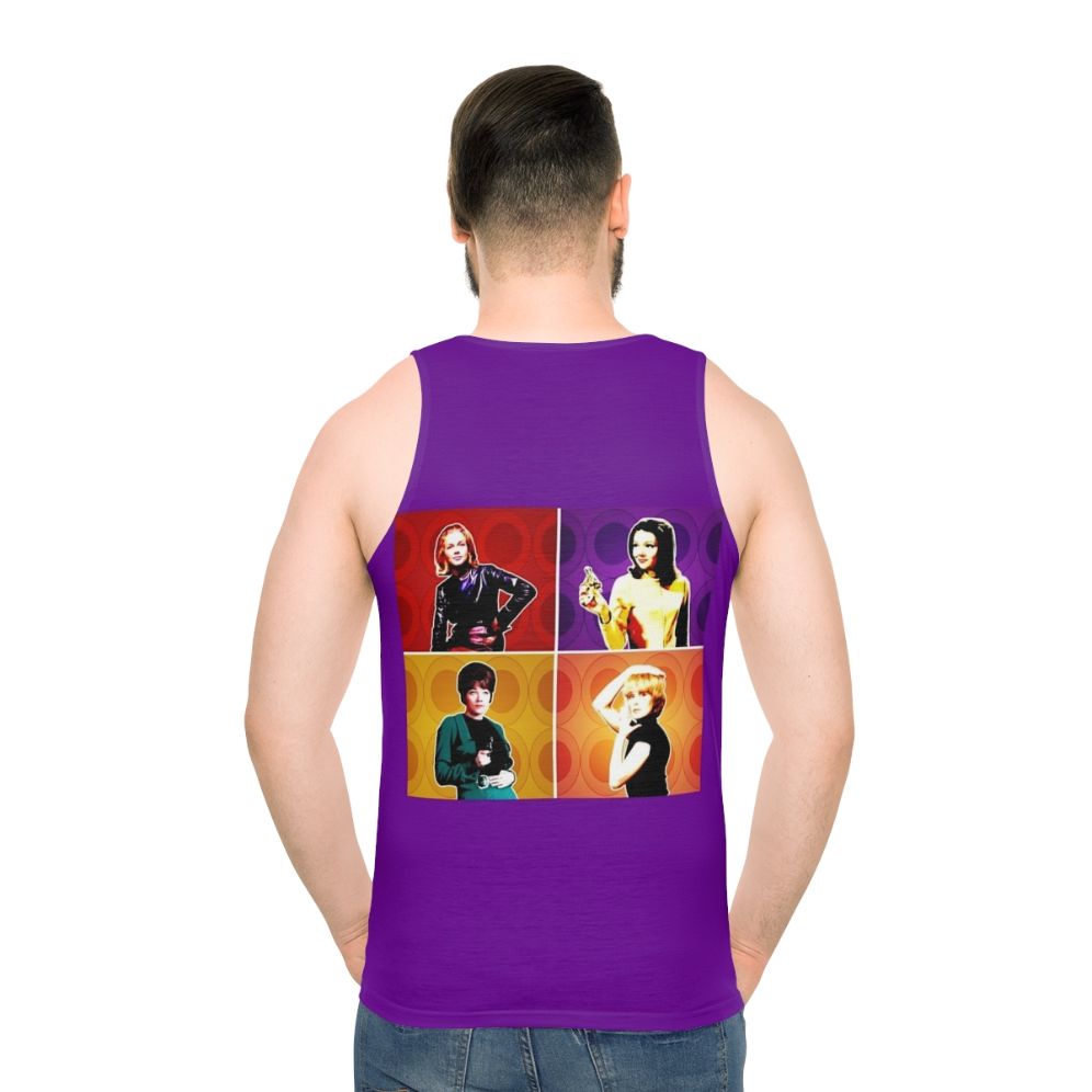 Unisex tank top featuring pop art designs of classic TV heroines