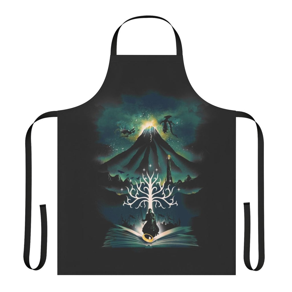 Artistic apron featuring a magical book cover design