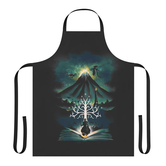 Artistic apron featuring a magical book cover design