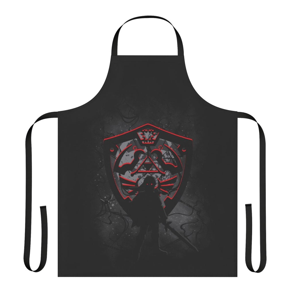 A dark, fantasy-inspired apron with magical elements and a vintage, retro look.