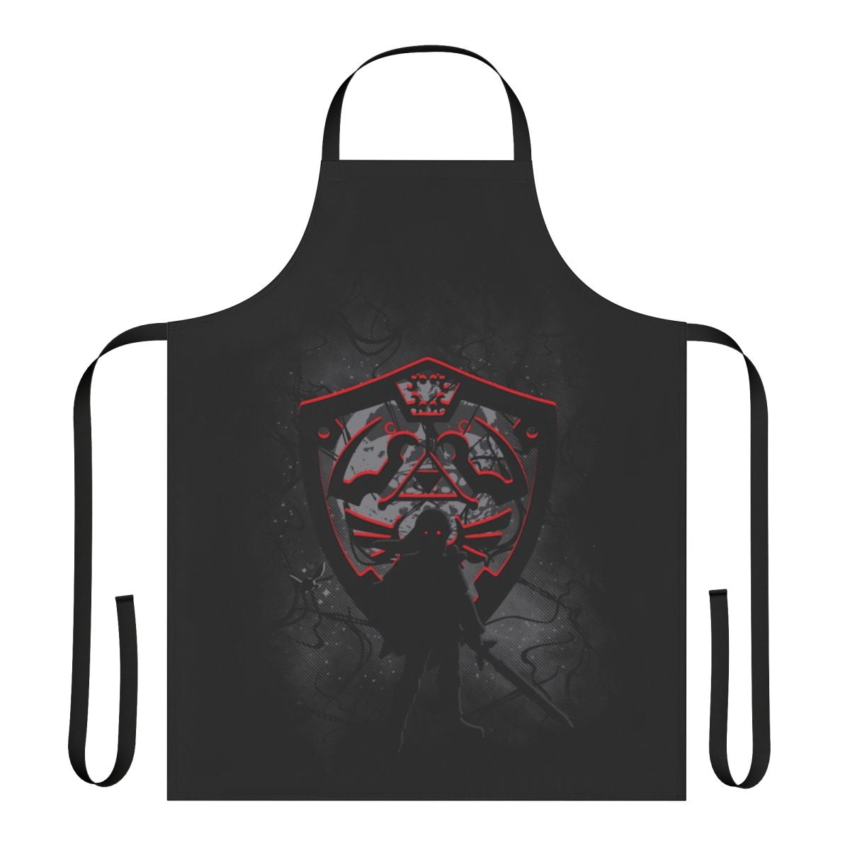 A dark, fantasy-inspired apron with magical elements and a vintage, retro look.