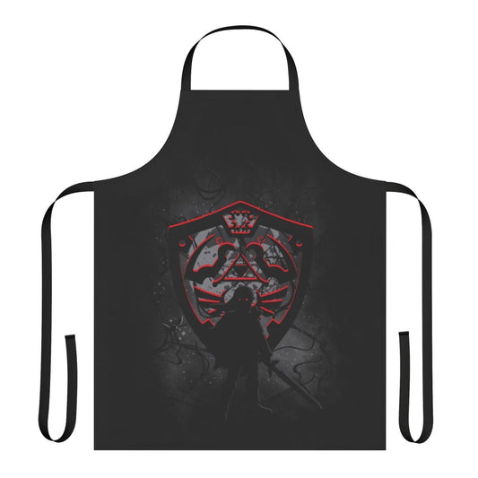 A dark, fantasy-inspired apron with magical elements and a vintage, retro look.