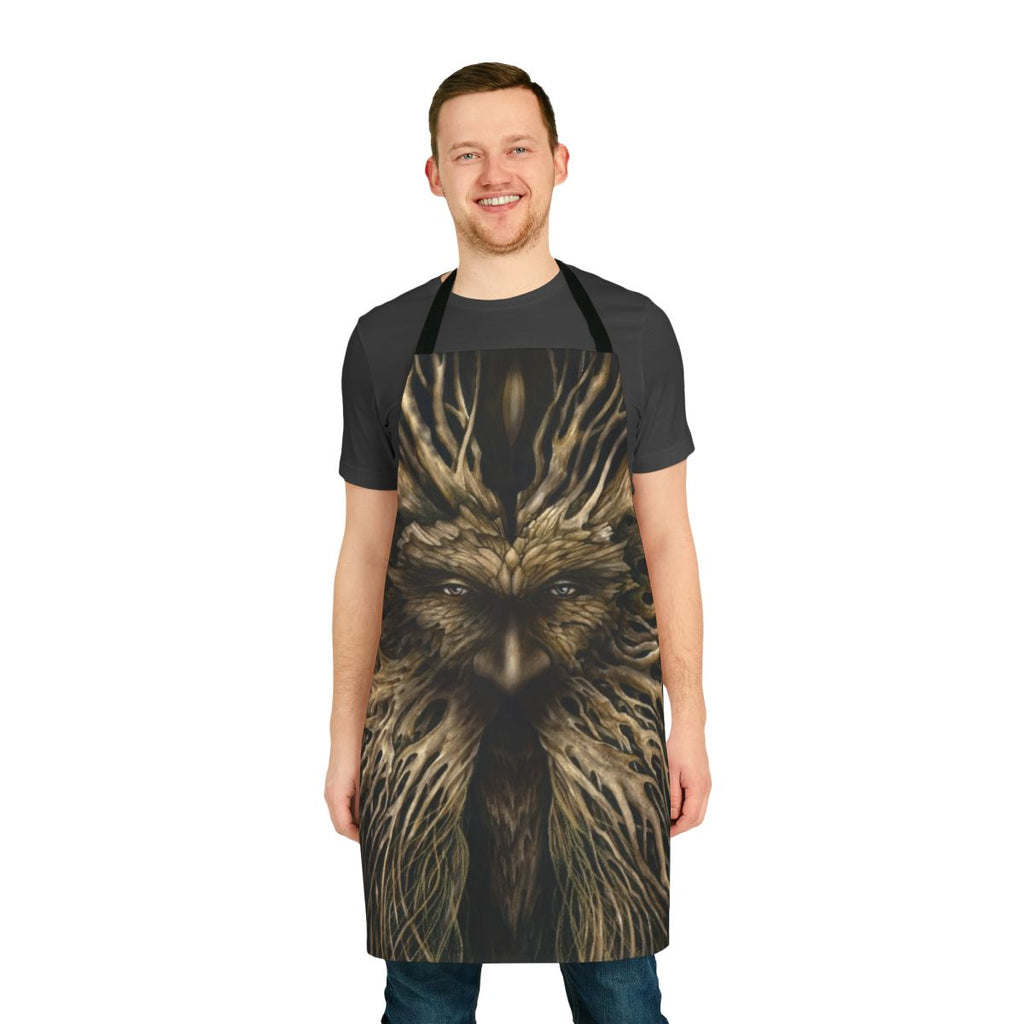 Greenman apron with intricate nature-inspired design