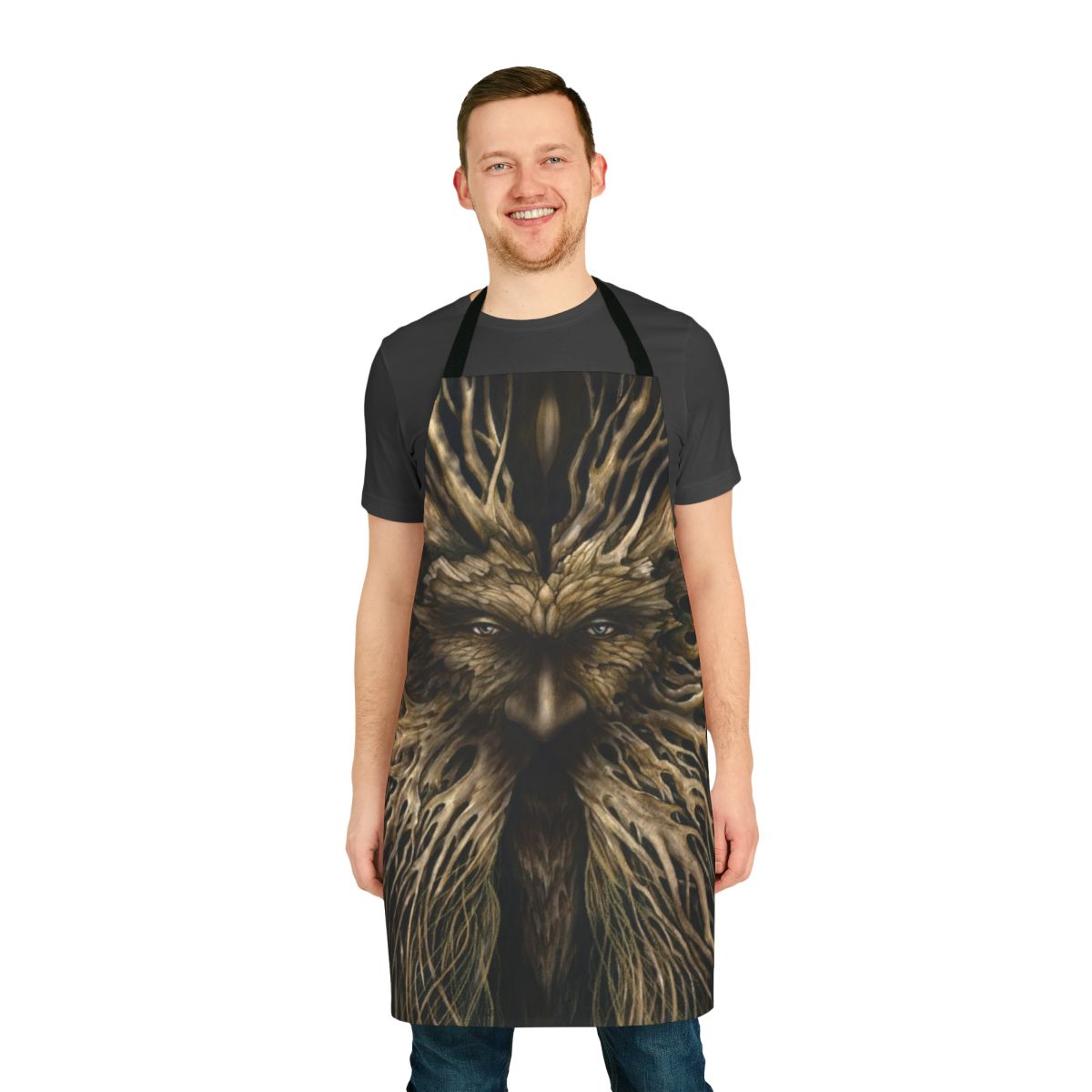Greenman apron with intricate nature-inspired design
