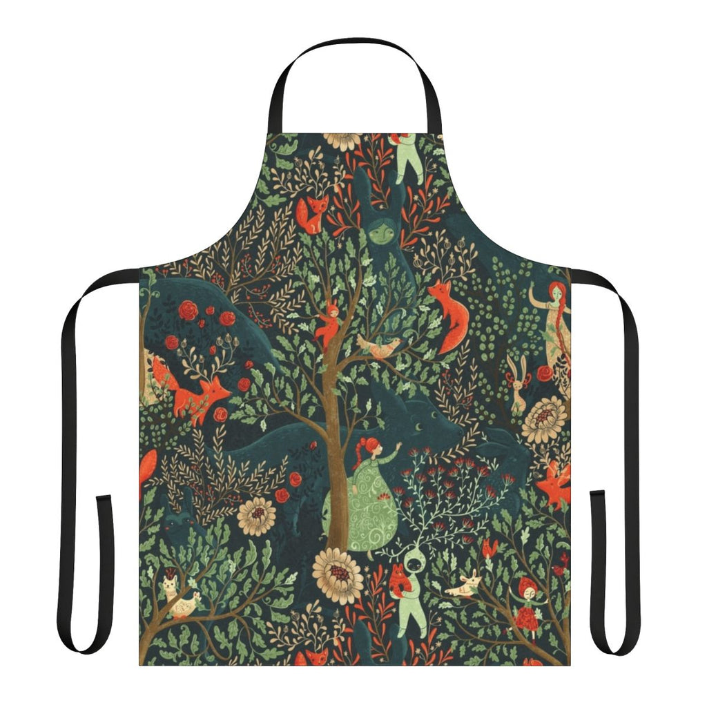 Whimsical apron with enchanted forest and woodland creatures pattern