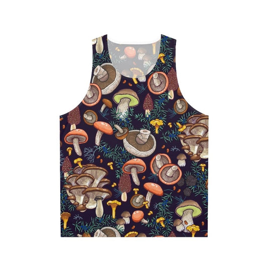 Unisex tank top featuring a forest mushroom design