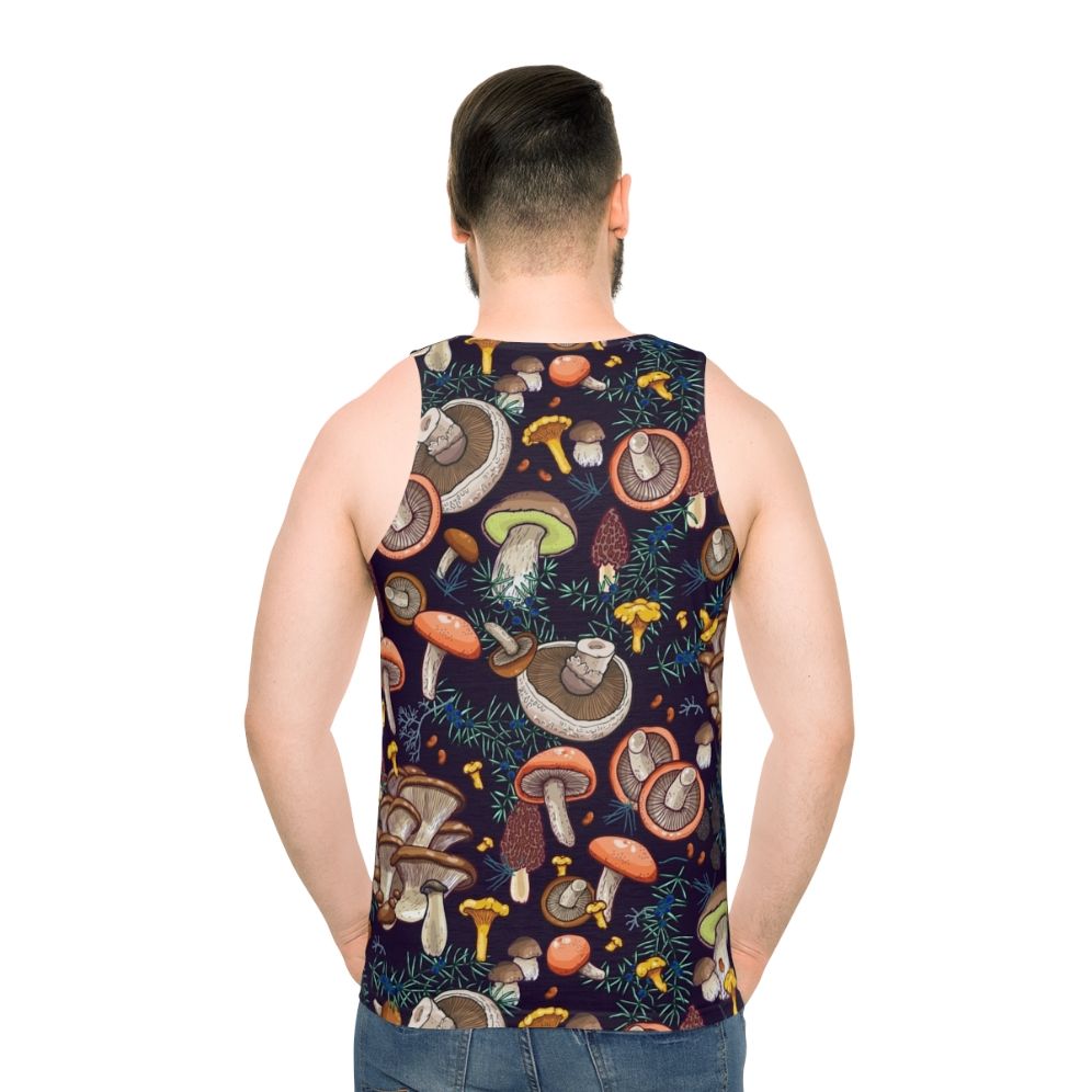 Unisex tank top featuring a forest mushroom design
