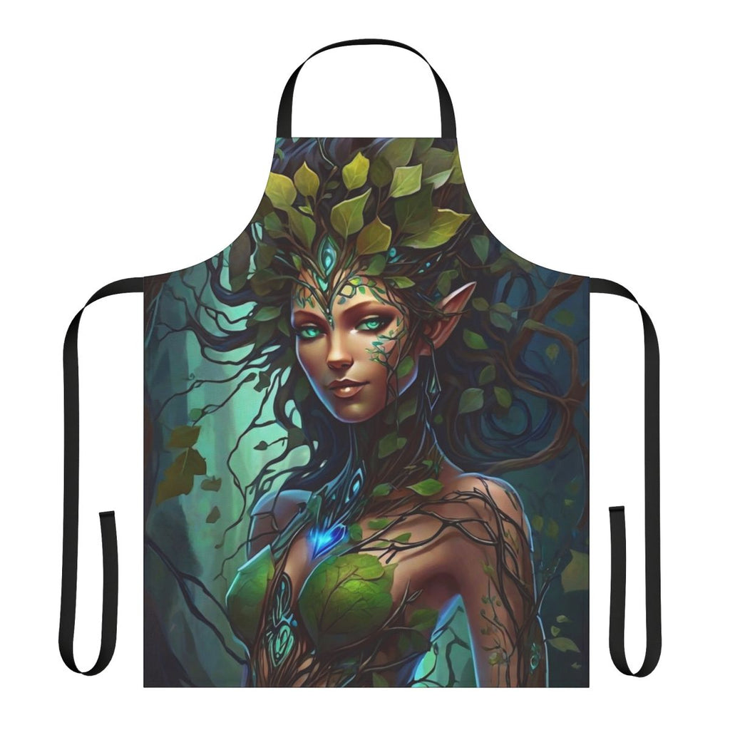 Vibrant and whimsical apron featuring a forest nymph design