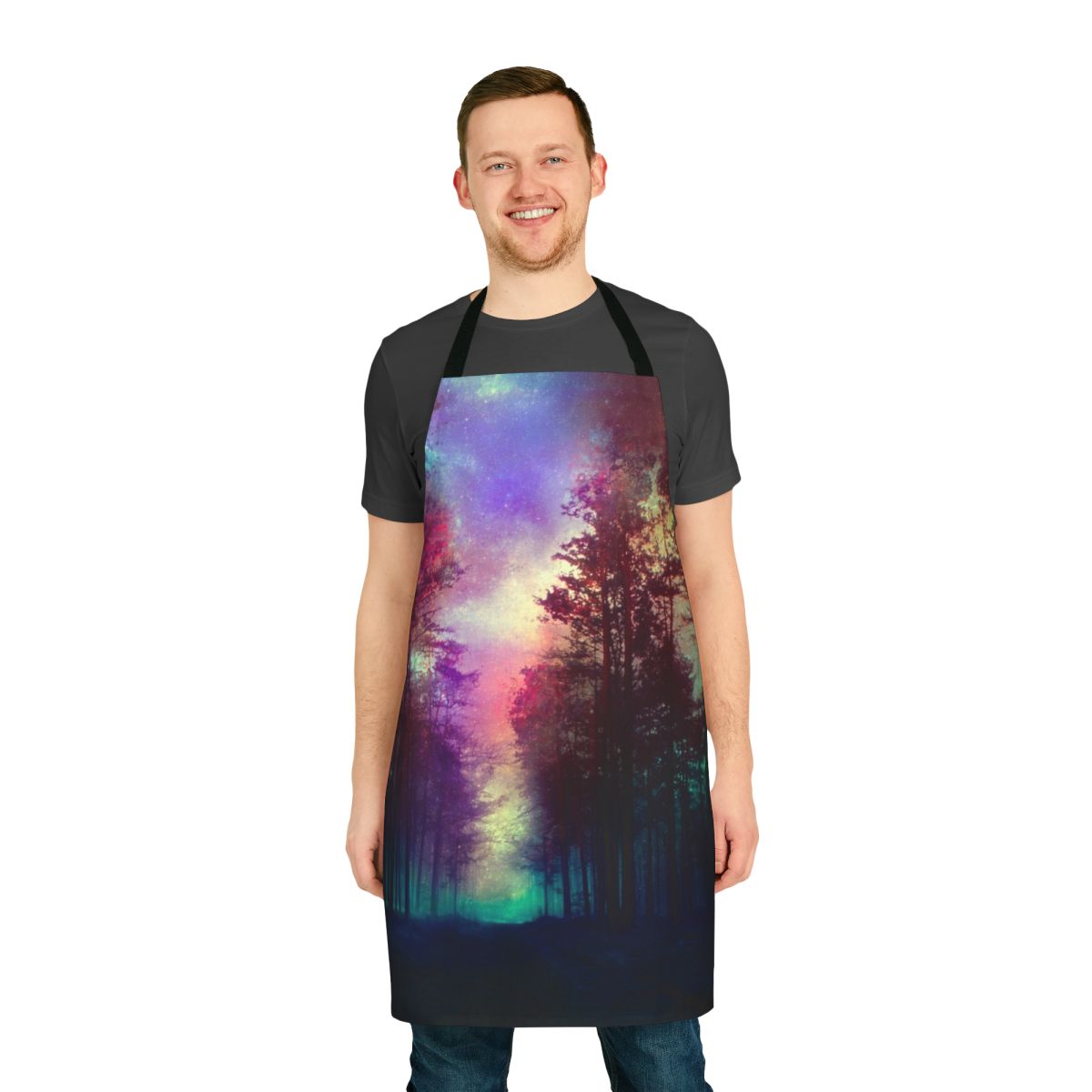 Magical forest-inspired apron with whimsical nature imagery