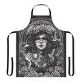 Enchanted gothic apron featuring a surreal occult key design with baroque, Victorian, and punk influences.