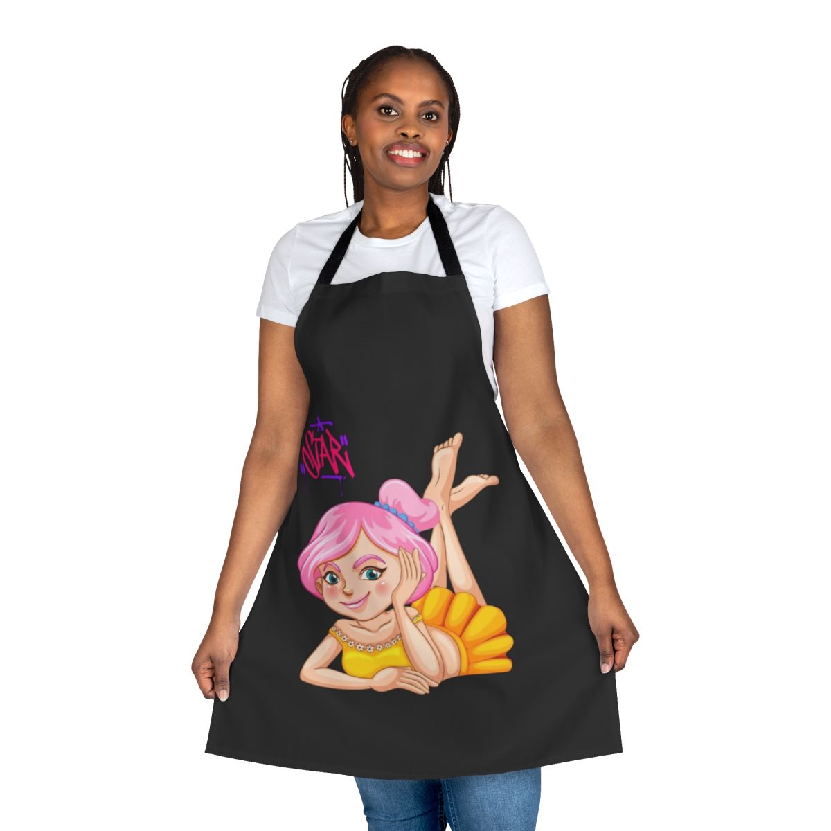 Whimsical apron featuring a variety of mythical and legendary creatures like dragons, unicorns, and more.