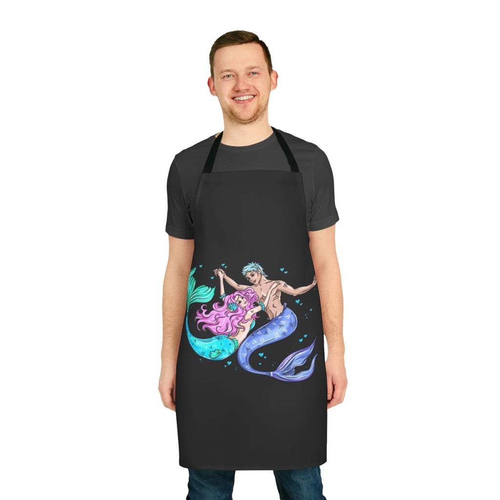 A vibrant apron featuring a whimsical mermaid design, perfect for those with a passion for the mystical and macabre.