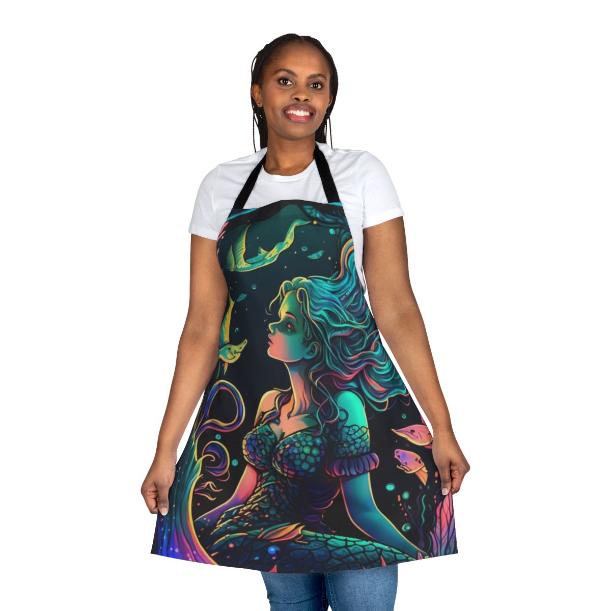 Apron featuring whimsical, enchanted mythical sea creatures