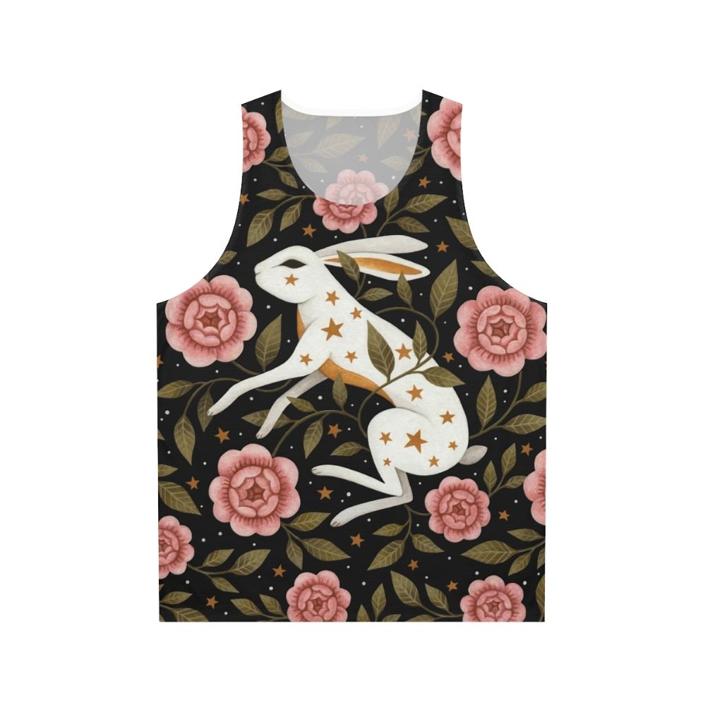 Unisex tank top with enchanted nature and floral design