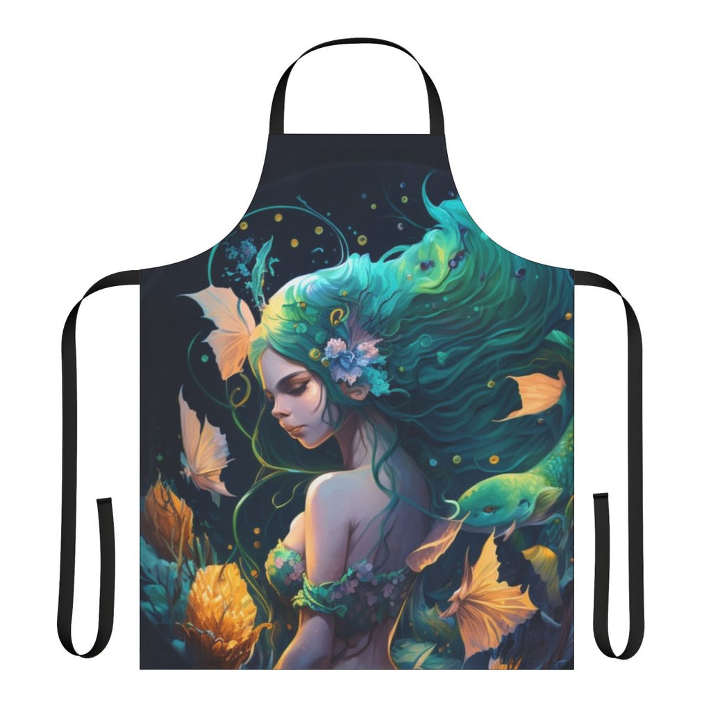 Apron featuring a whimsical design of mythical sea creatures