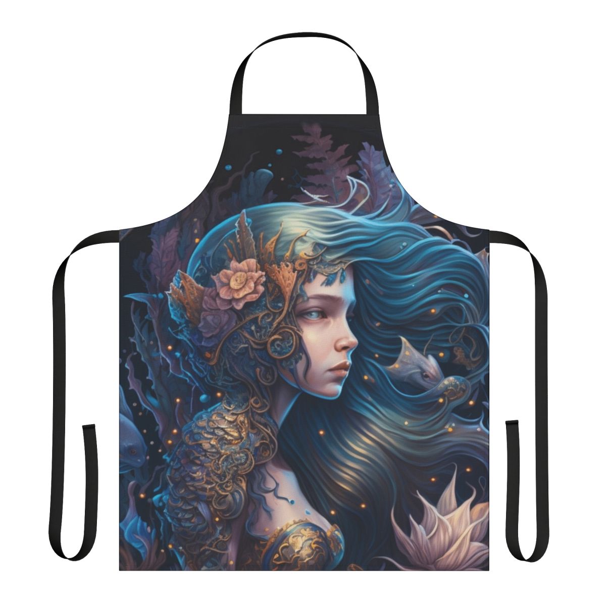 Apron featuring magical sea creatures and mythical ocean beasts